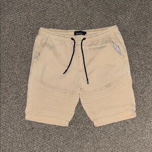 Men's Tan Shorts with Black Drawstring